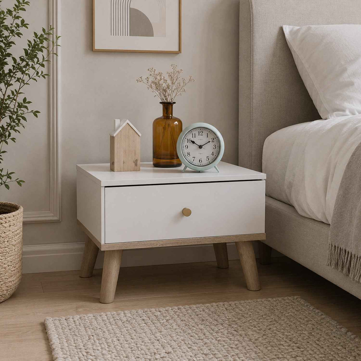 Bramley White 1 Drawer Bedside Cabinet