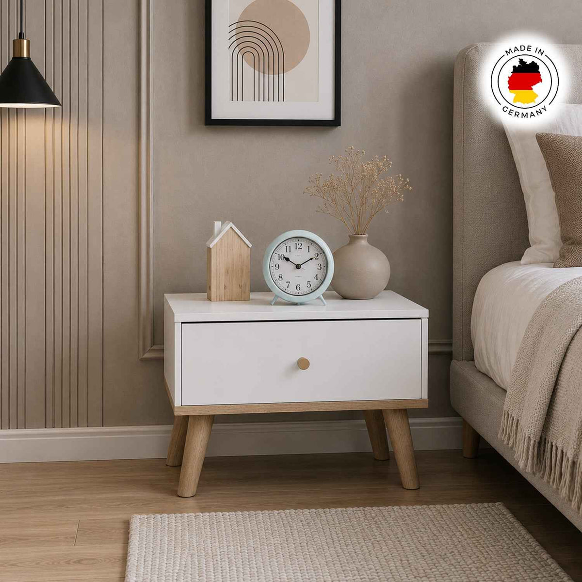 Bramley White 1 Drawer Bedside Cabinet