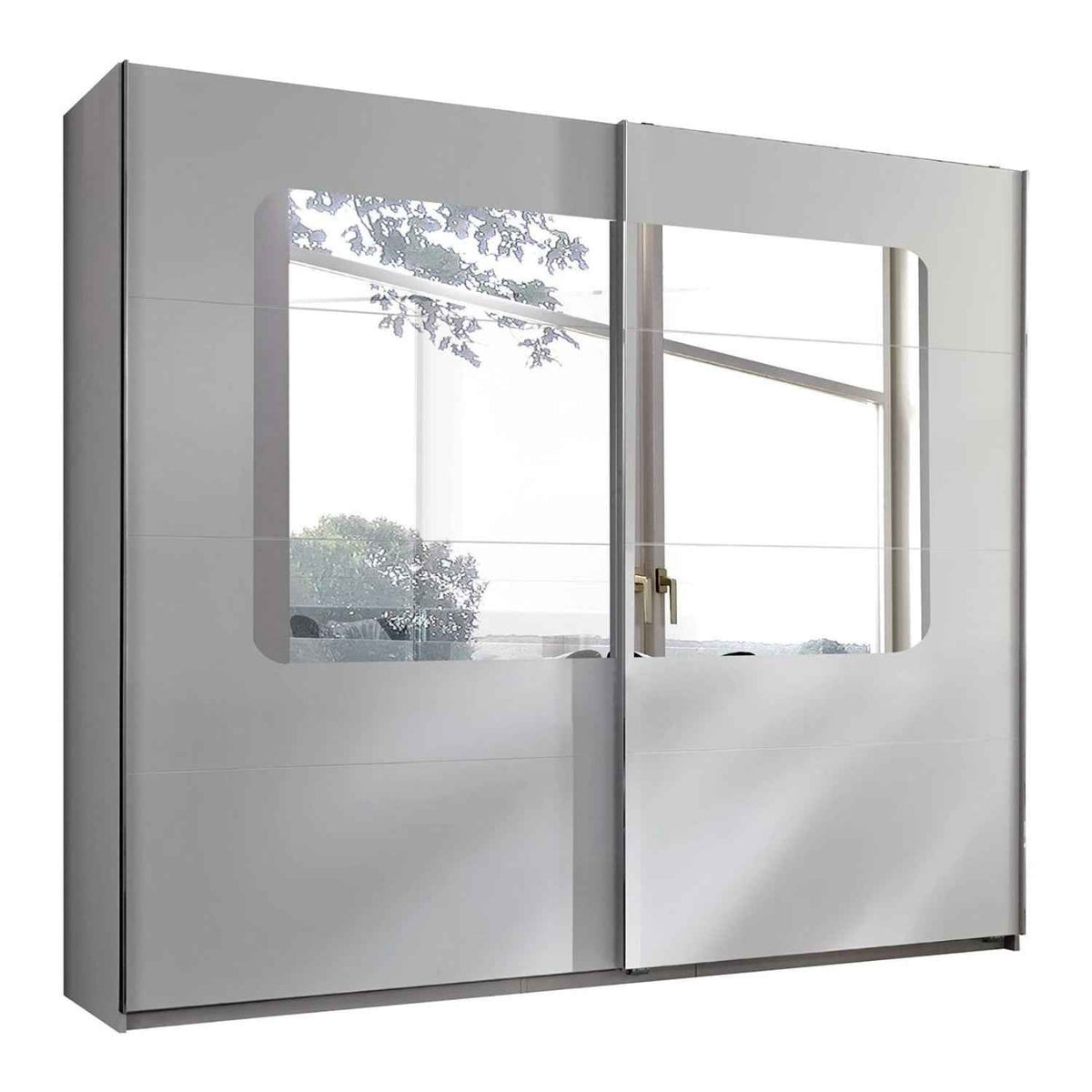Bramley White and Oak 270cm Sliding Mirrored Wardrobe
