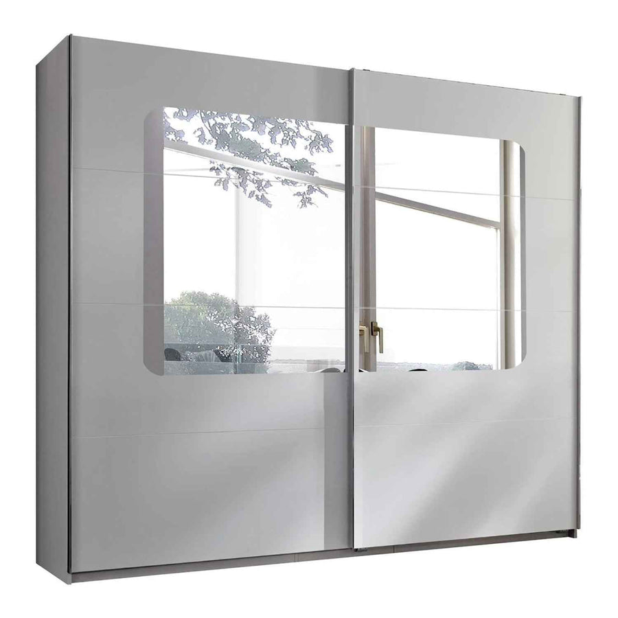 Bramley White and Oak 270cm Sliding Mirrored Wardrobe