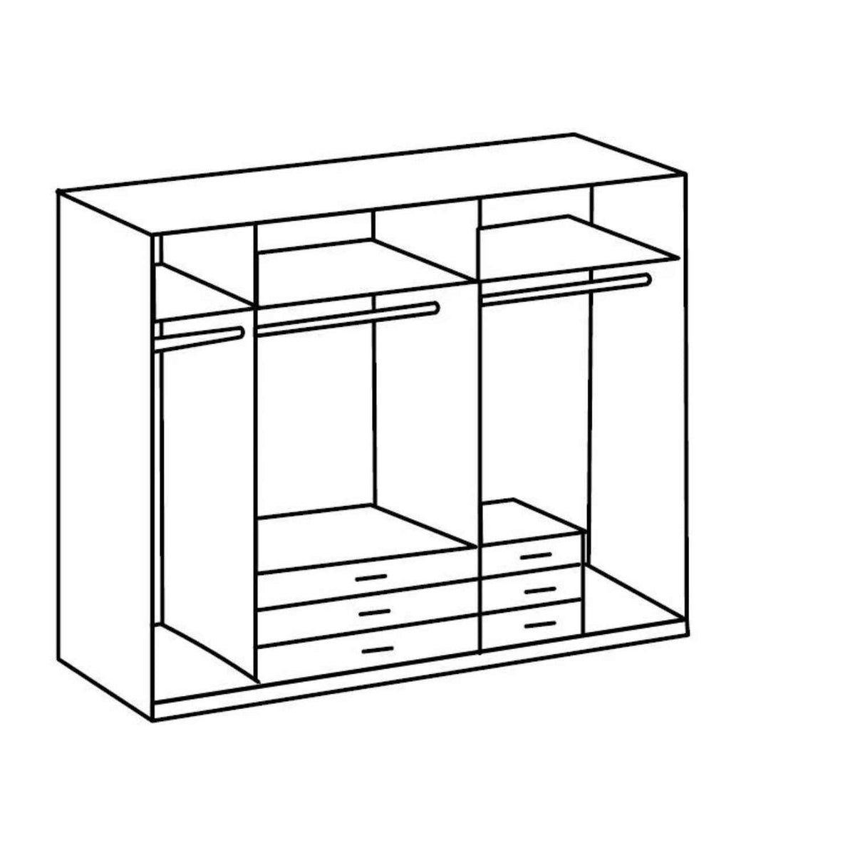 Grasmere Graphite 5 Door Wardrobe with Mirrors and 6 Drawers