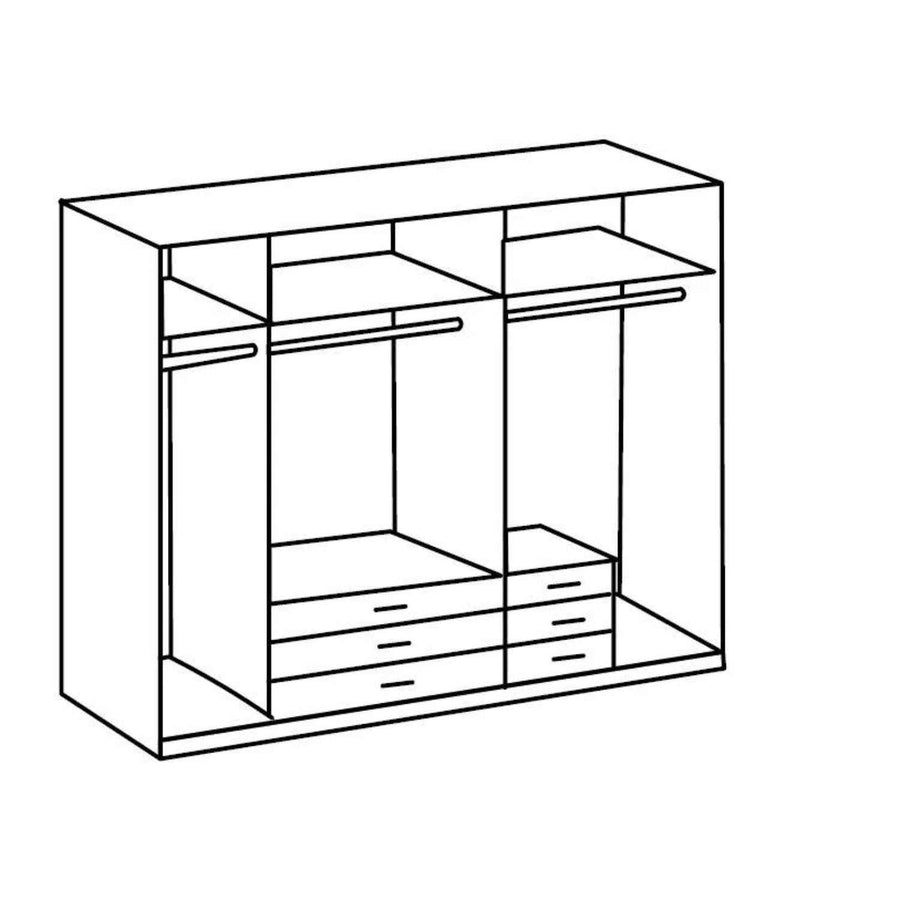 Grasmere Graphite 5 Door Wardrobe with Mirrors and 6 Drawers