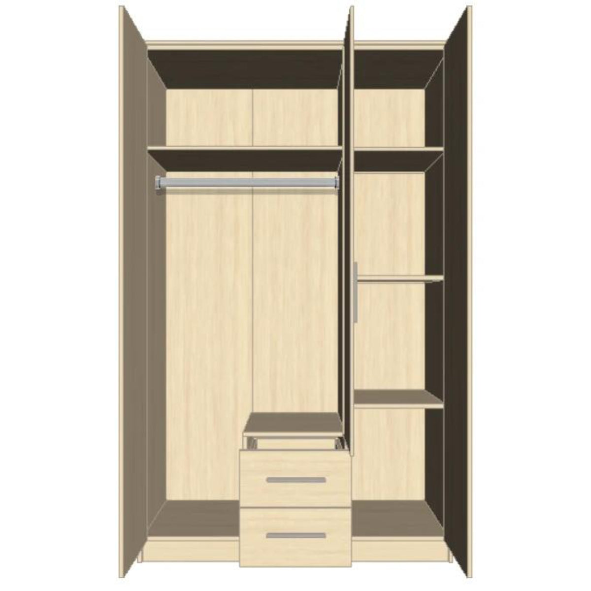 Windsor Grey 3 Door Wardrobe 120cm with Mirror and 2 Drawers - image 6