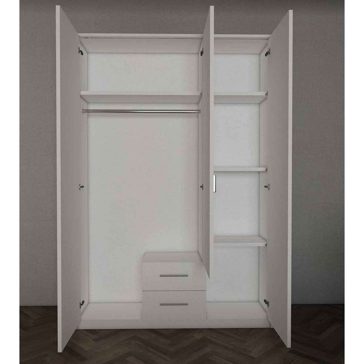 Windsor Grey 3 Door Wardrobe 120cm with Mirror and 2 Drawers