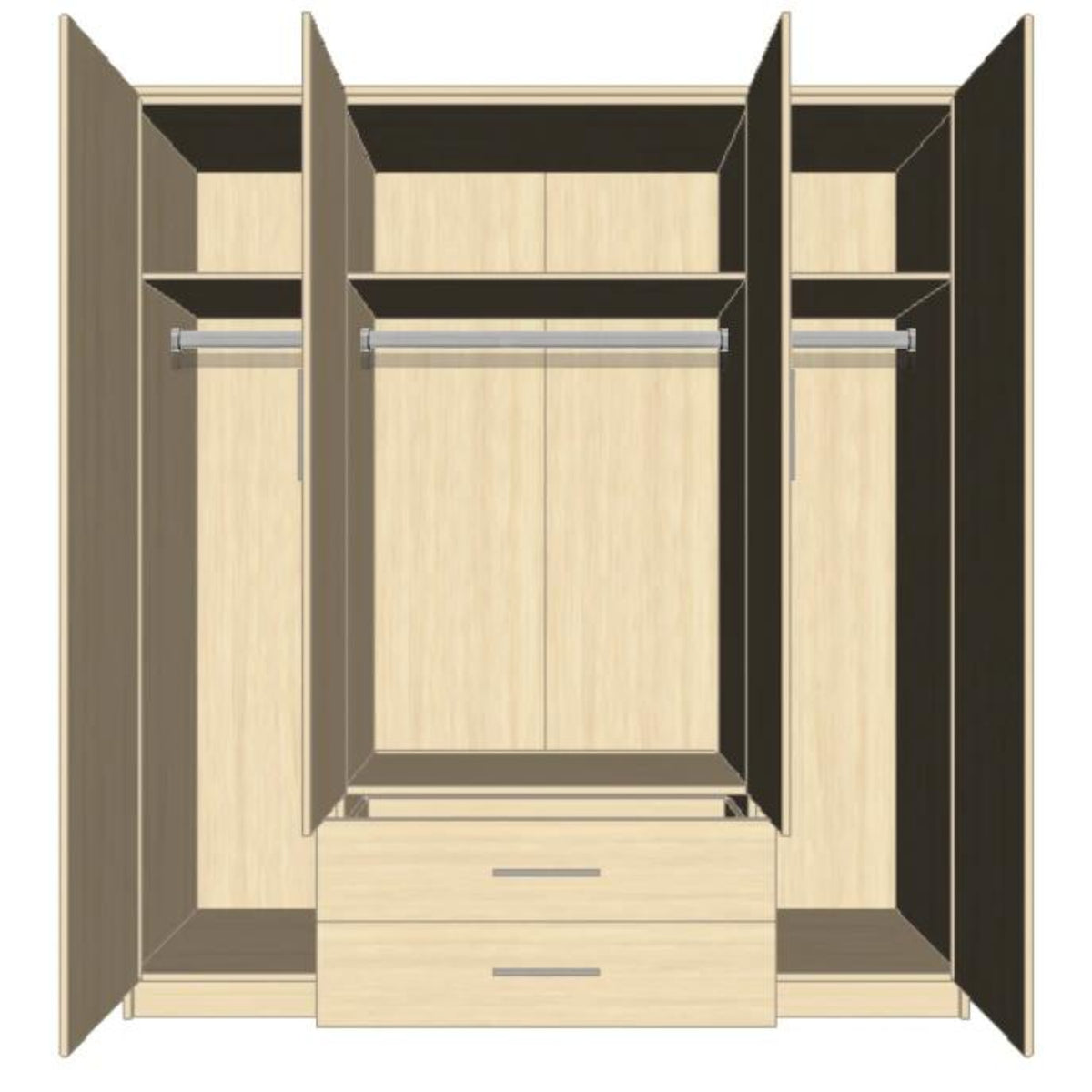 Windsor Grey 4 Door Wardrobe 180cm with Mirrors and 2 Drawers - image 6