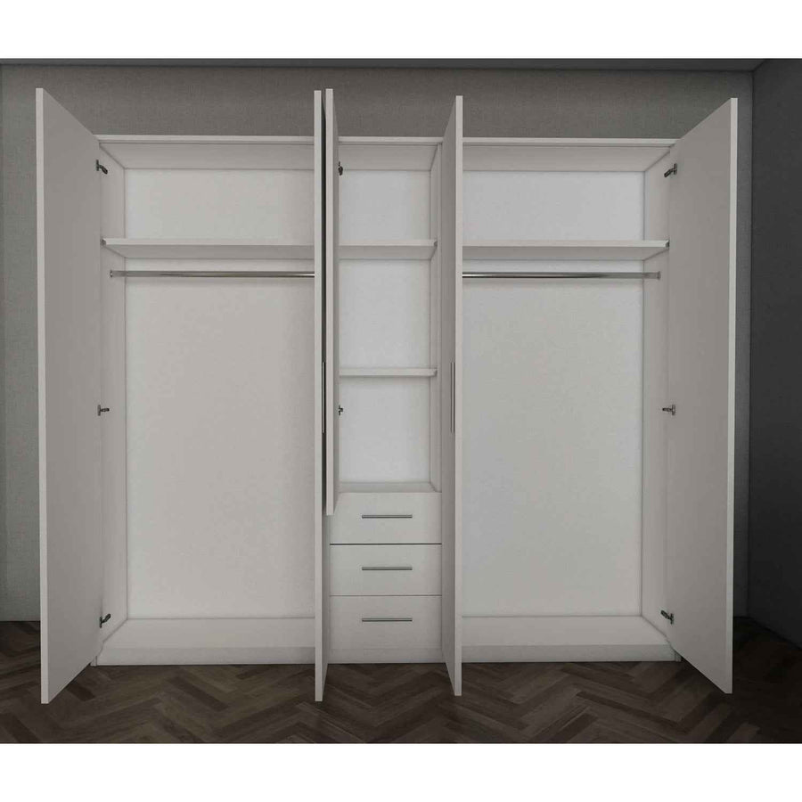 Windsor Grey 5 Door Wardrobe 200cm with Mirror and 3 Drawers