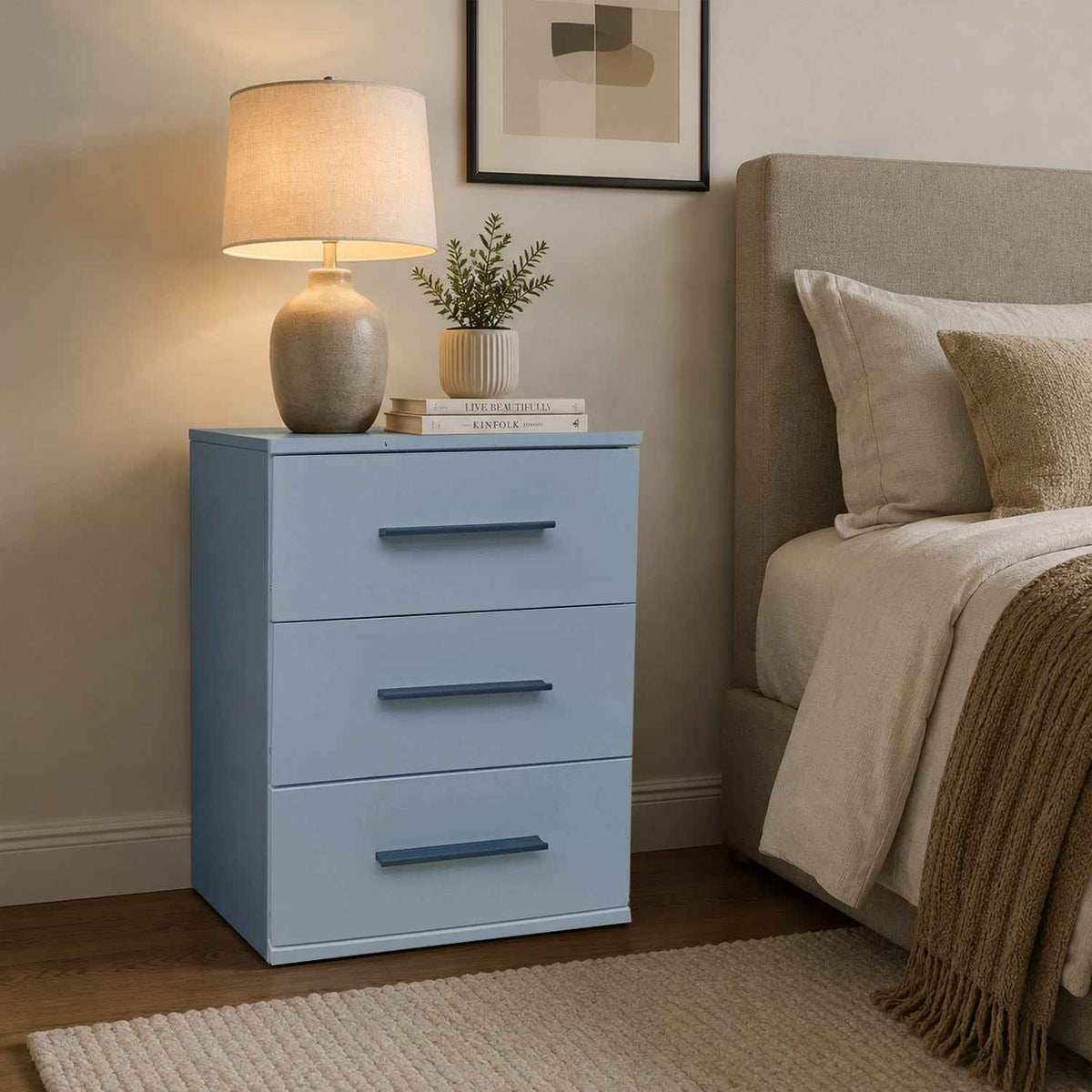 Windsor Grey 3 Drawer Bedside Cabinet