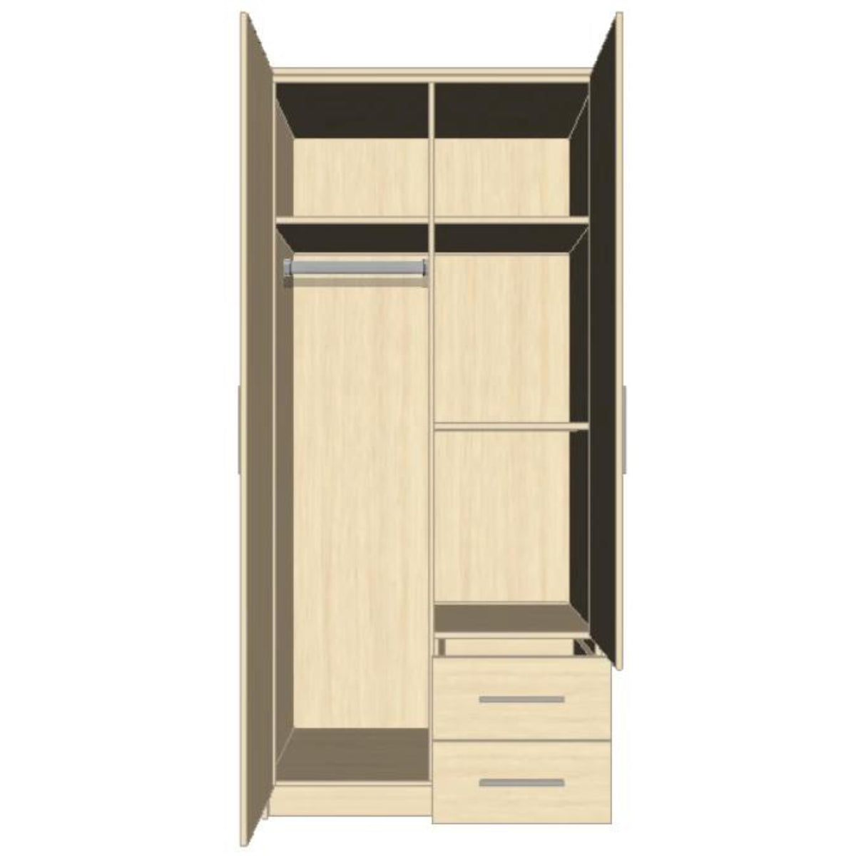 Windsor Grey 2 Door Wardrobe with Mirror and 2 Drawers - image 6