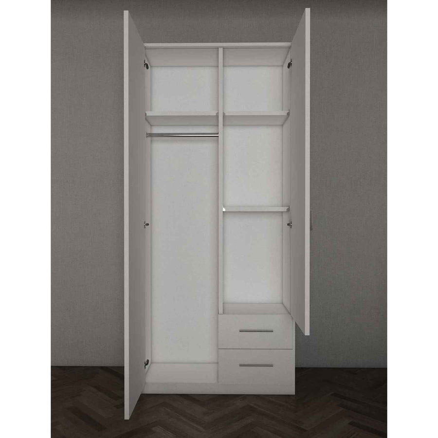 Windsor Grey 2 Door Wardrobe with Mirror and 2 Drawers