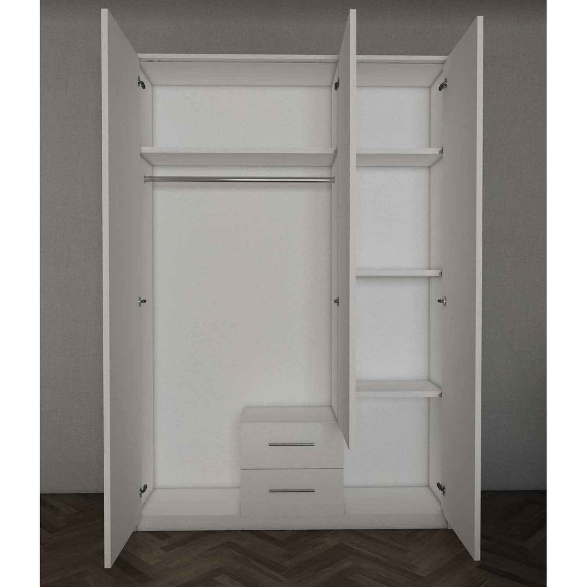 Windsor Green 3 Door Wardrobe 120cm with Mirror and 2 Drawers