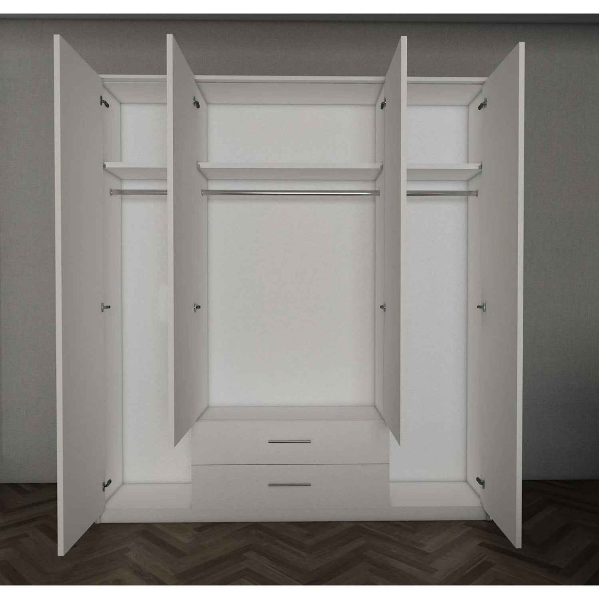 Windsor Green 4 Door Wardrobe 180cm with Mirrors and 2 Drawers