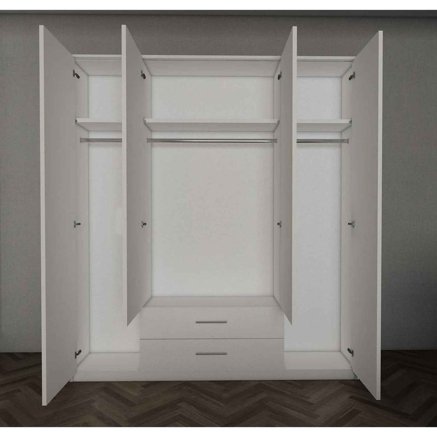 Windsor Green 4 Door Wardrobe 180cm with Mirrors and 2 Drawers