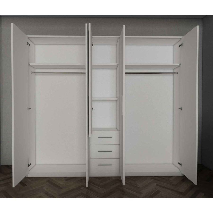 Windsor Green 5 Door Wardrobe 200cm with Mirror and 3 Drawers