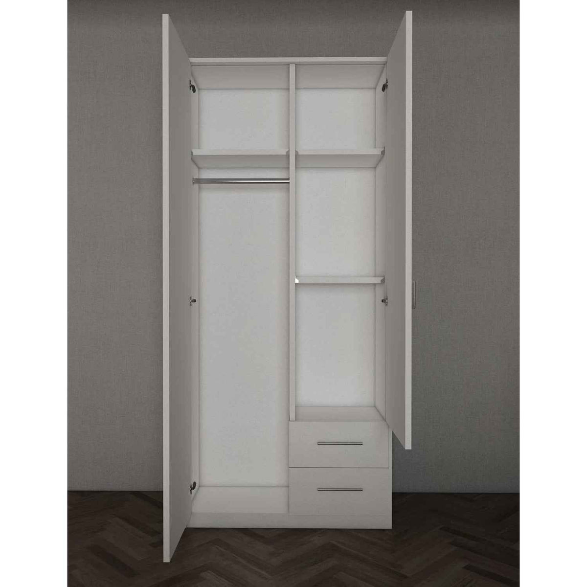 Windsor Green 2 Door Wardrobe with Mirror and 2 Drawers