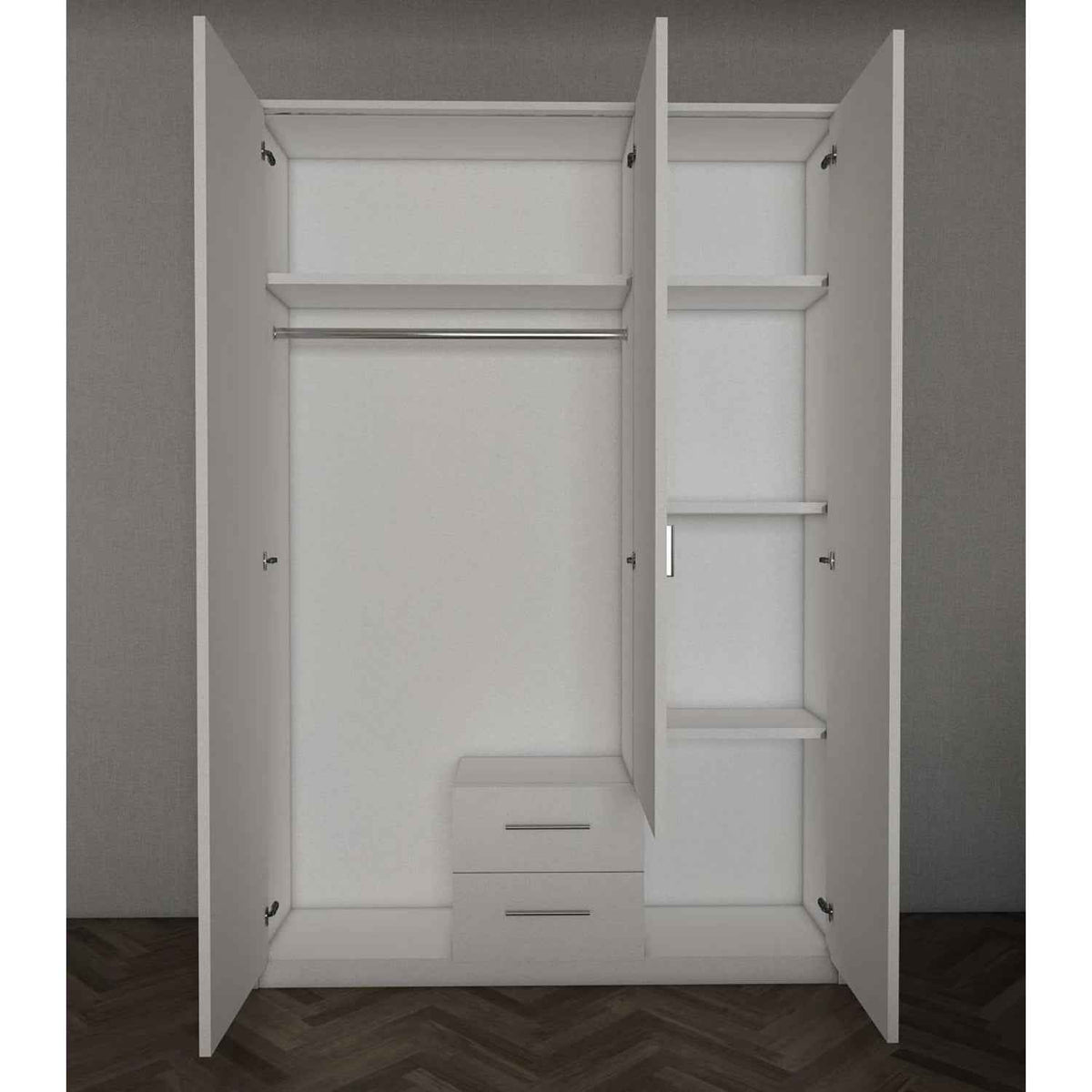 Windsor Blue 3 Door Wardrobe 120cm with Mirror and 2 Drawers