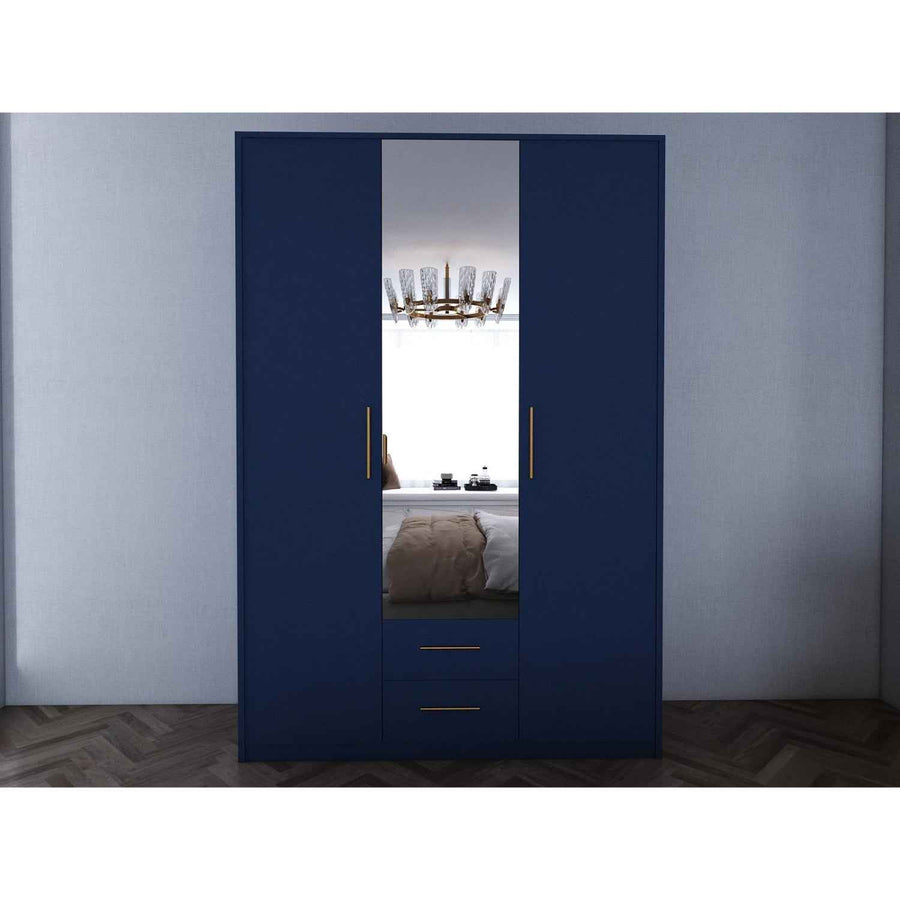 Windsor Blue 3 Door Wardrobe with Mirror and Drawers 135cm