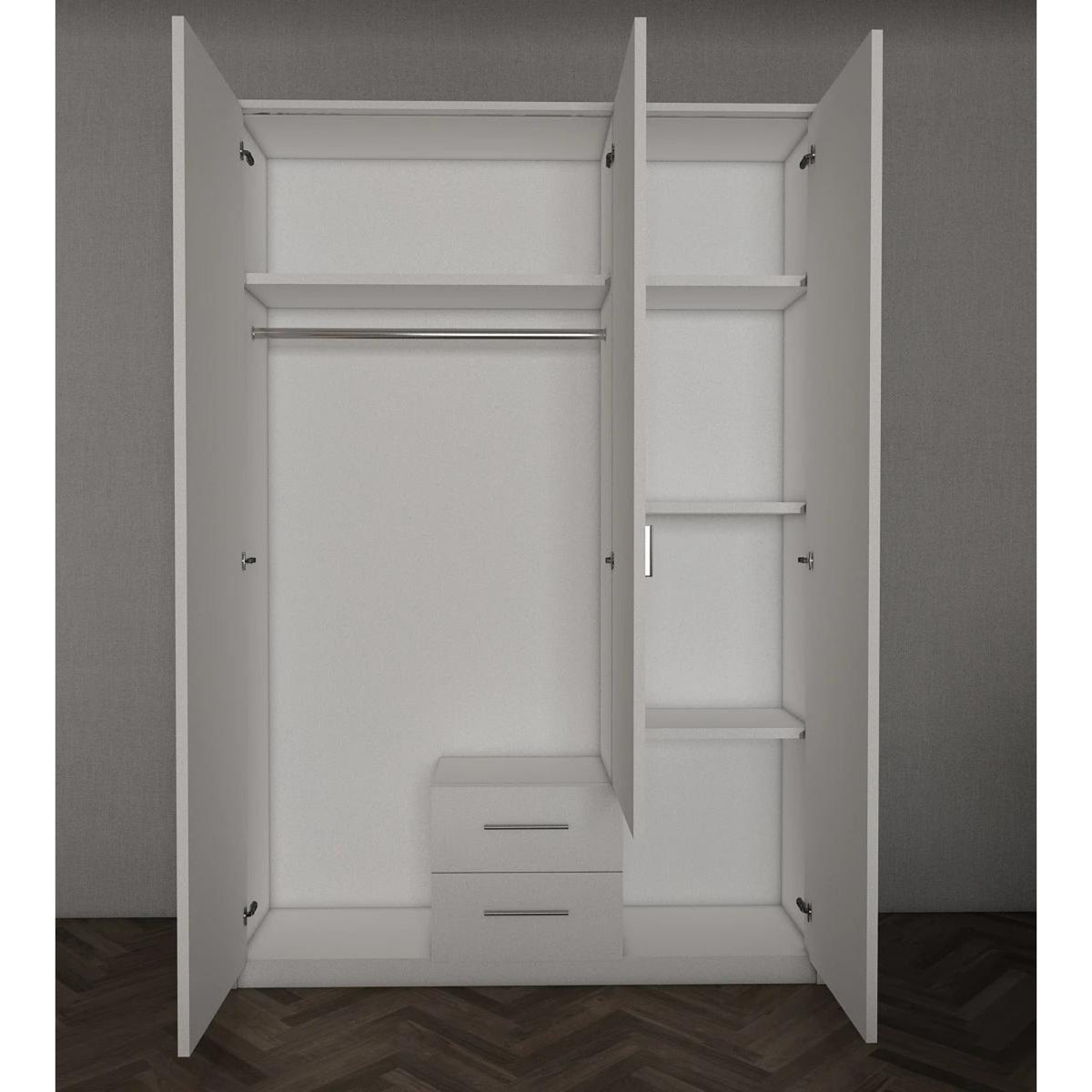 Windsor Blue 3 Door Wardrobe with Mirror and Drawers 135cm - image 4