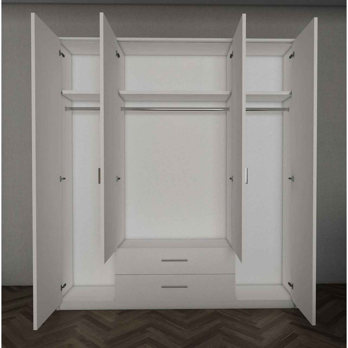 Windsor Blue 4 Door Wardrobe 180cm with Mirrors and 2 Drawers