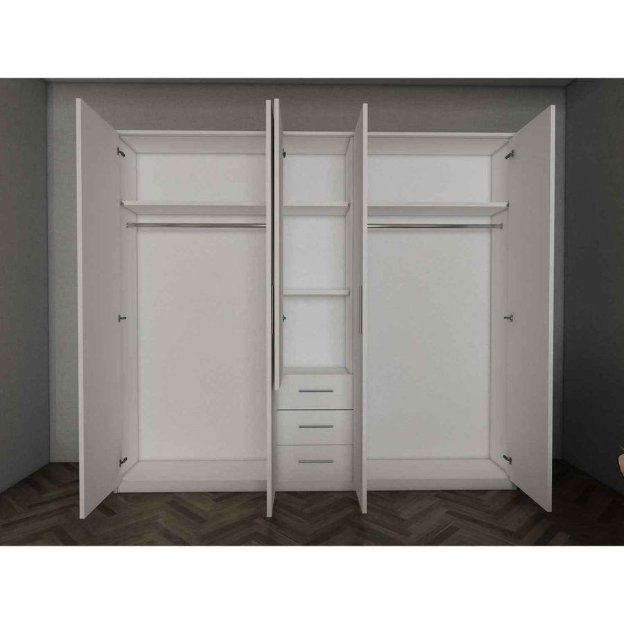 Windsor Blue 5 Door Wardrobe 200cm with Mirror and 3 Drawers