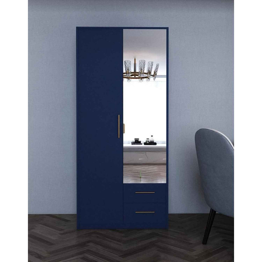 Windsor Blue 2 Door Wardrobe with Mirror and 2 Drawers
