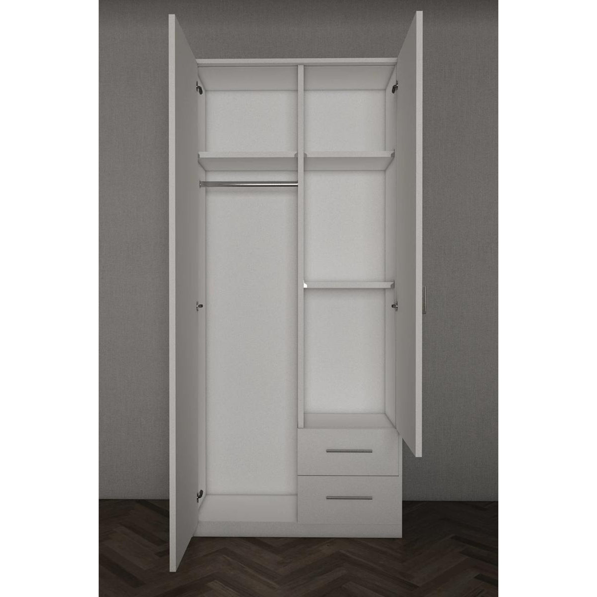 Windsor Blue 2 Door Wardrobe with Mirror and 2 Drawers - image 4