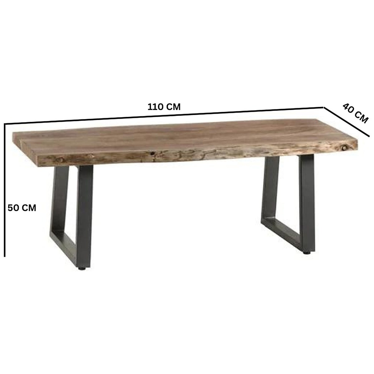 Barkwyn Natural Live Edge Acacia Wood Coffee Table with Metal Base - image 7