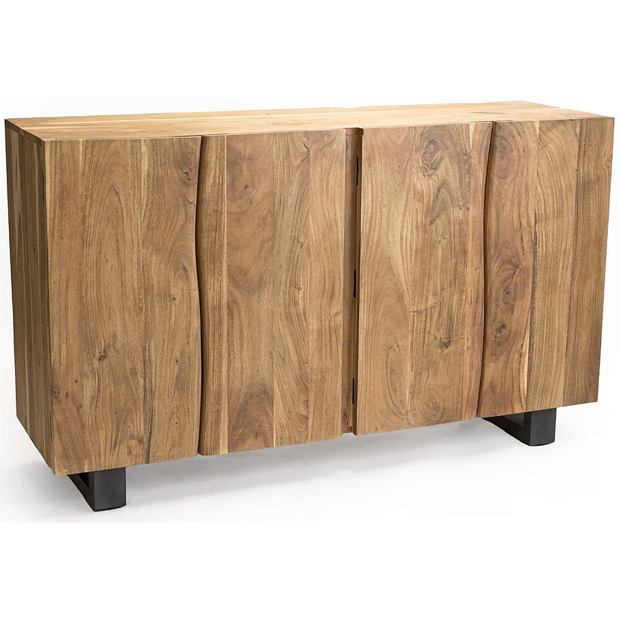 Barkwyn Natural Live Edge Acacia Wood Large 4 Door Sideboard
