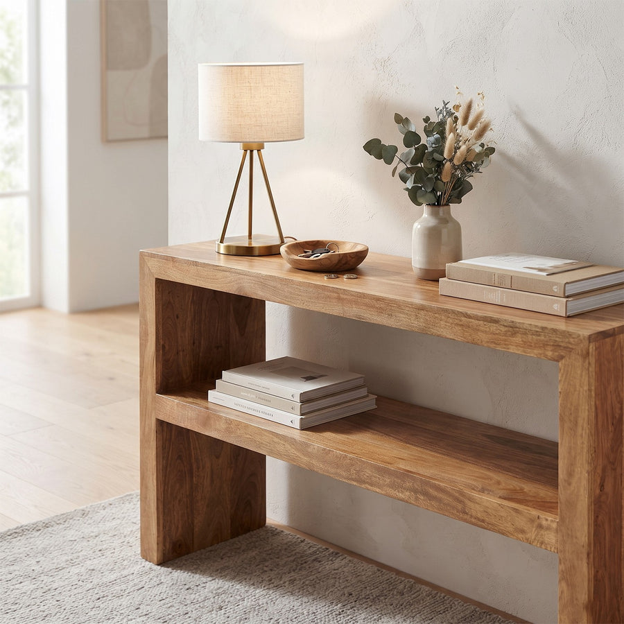 Solvara Natural Solid Mango Wood Matt Finish Console Table