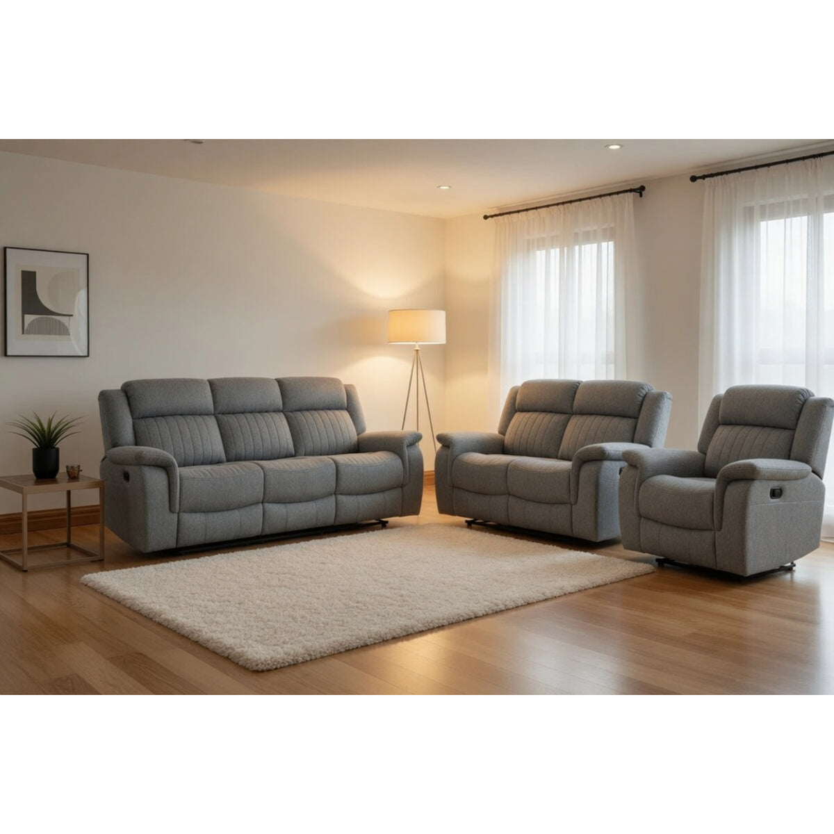 Linden Electric Recliner 3+2+1  Sofa Set In Grey