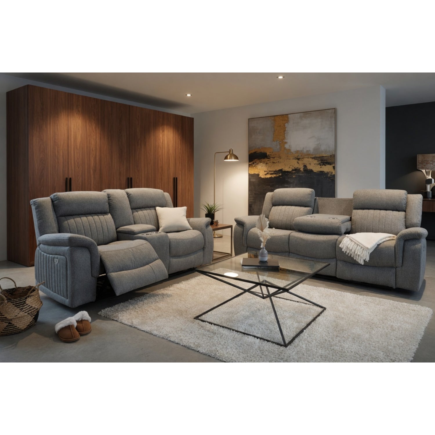 Linden Electric Recliner Sofa 3+2 Set in Grey