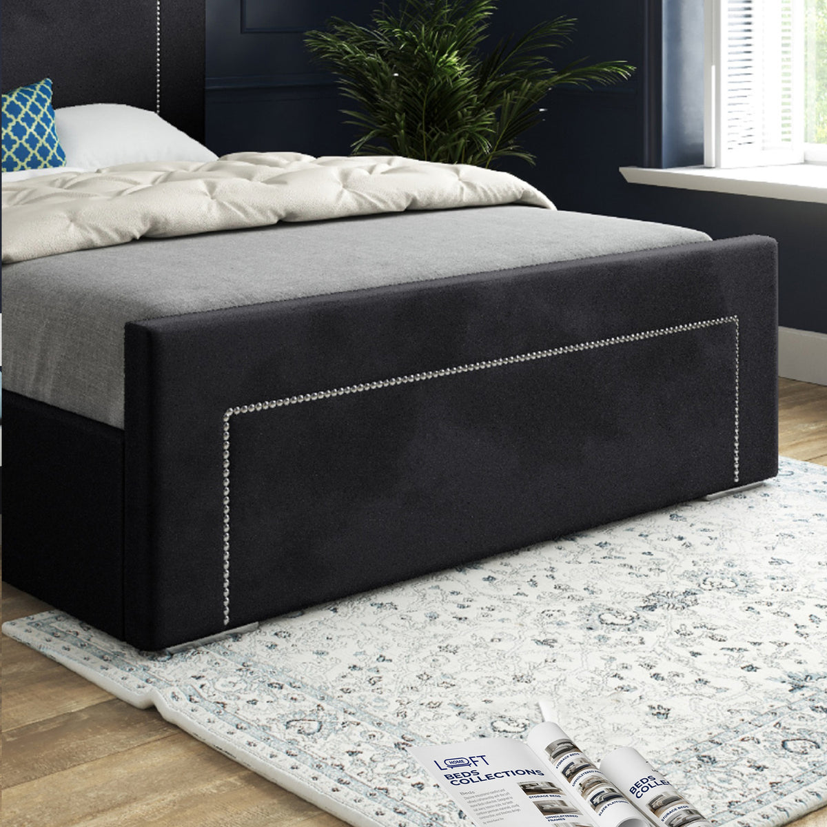 Elba Upholstered Soft Velvet Designer Bed Frame