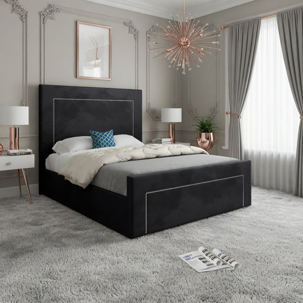 Elba Upholstered Soft Velvet Designer Bed Frame