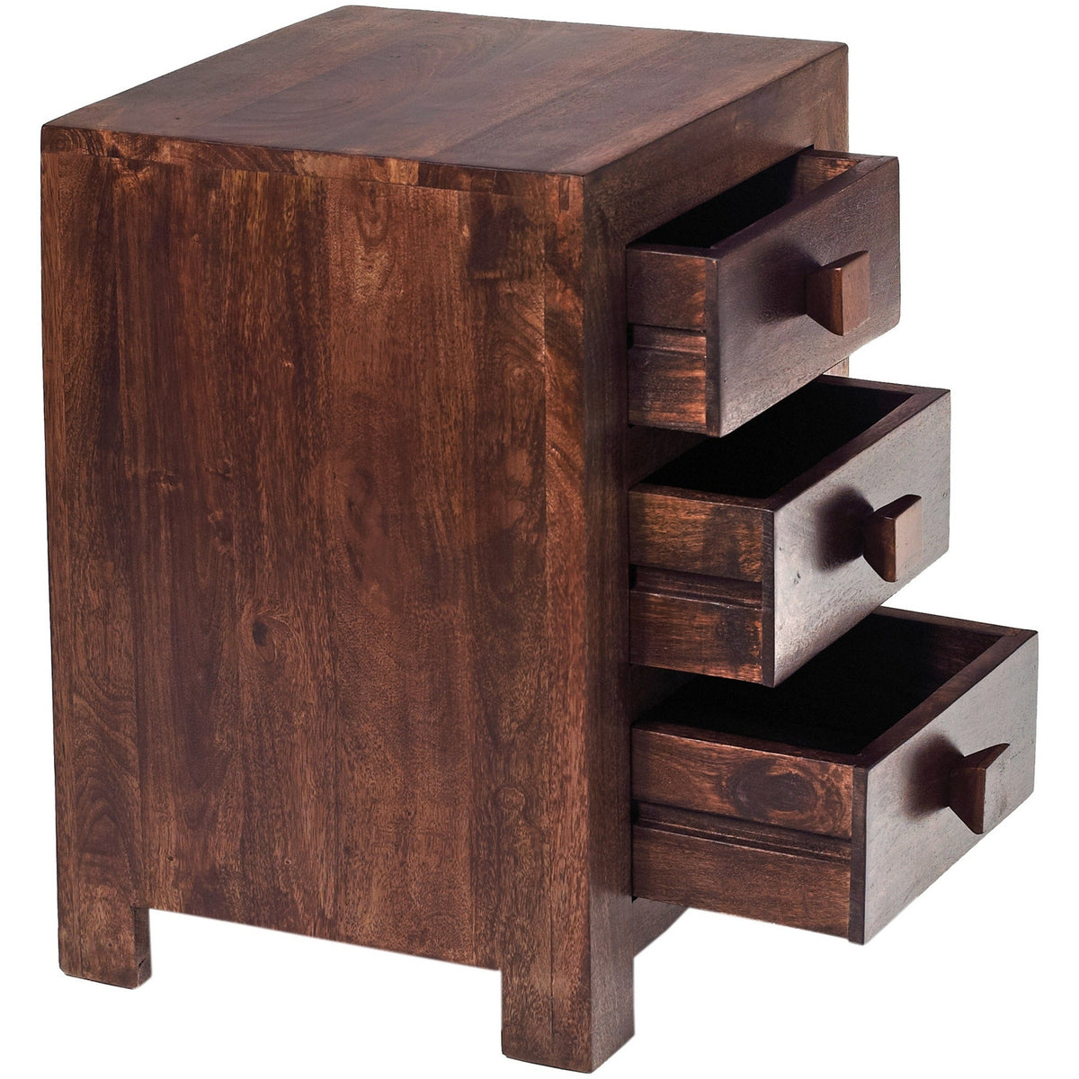 Noralto Walnut Solid Mango Wood 3 Drawer Bedside Table - image 5