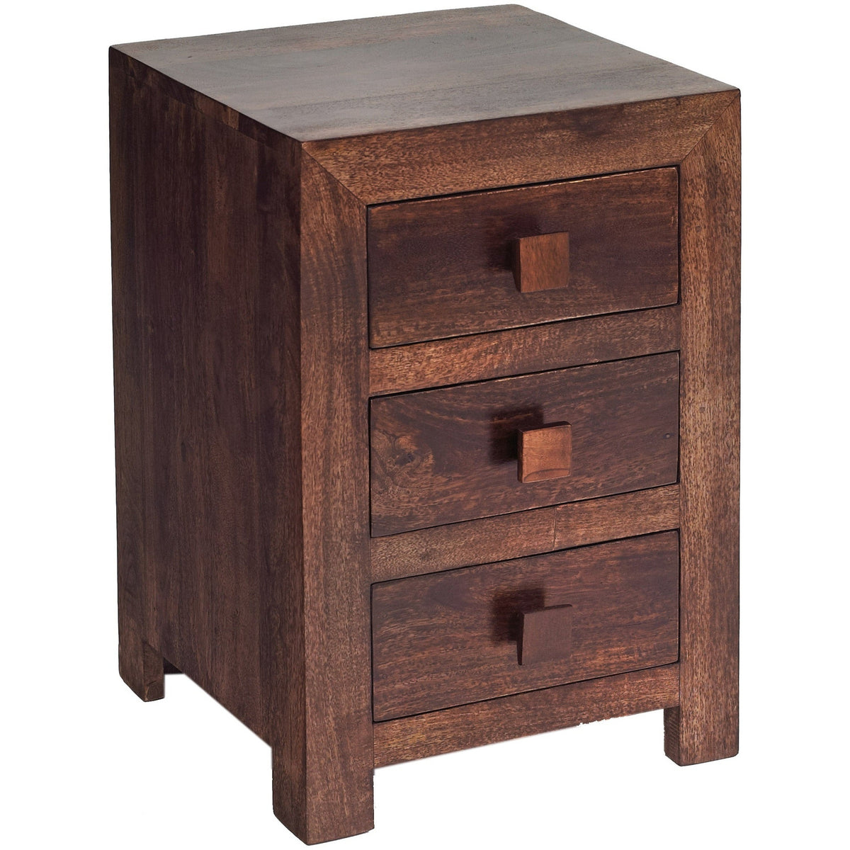 Noralto Walnut Solid Mango Wood 3 Drawer Bedside Table - image 6