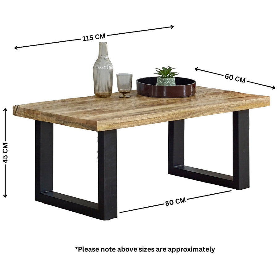 Modrina Natural Modern Mango Wood and Metal Rectangular Coffee Table - image 5