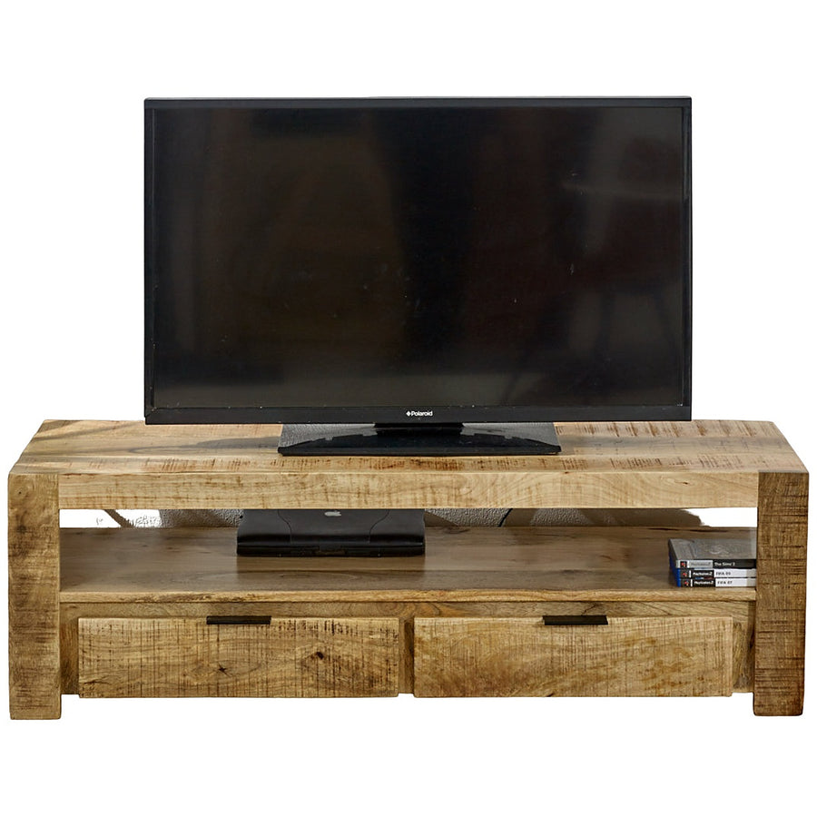Modrina Natural Modern Mango Wood Low 2 Drawer TV Stand - image 4
