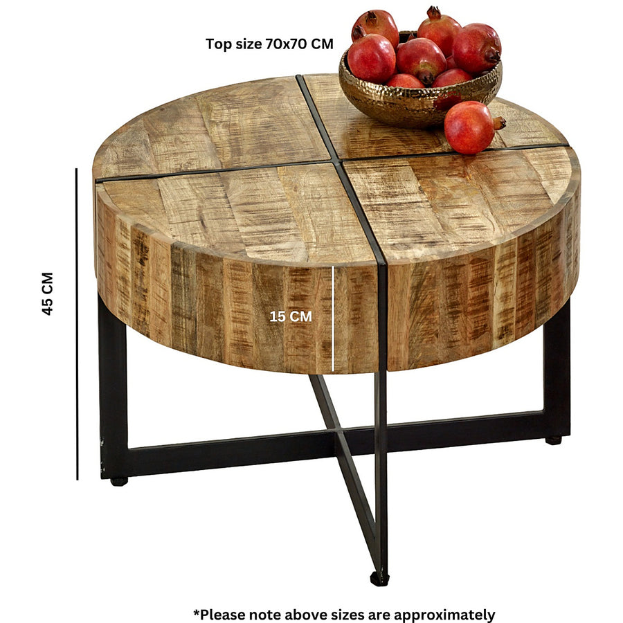 Modrina Natural Round Mango Wood Coffee Table with Metal Legs - image 5