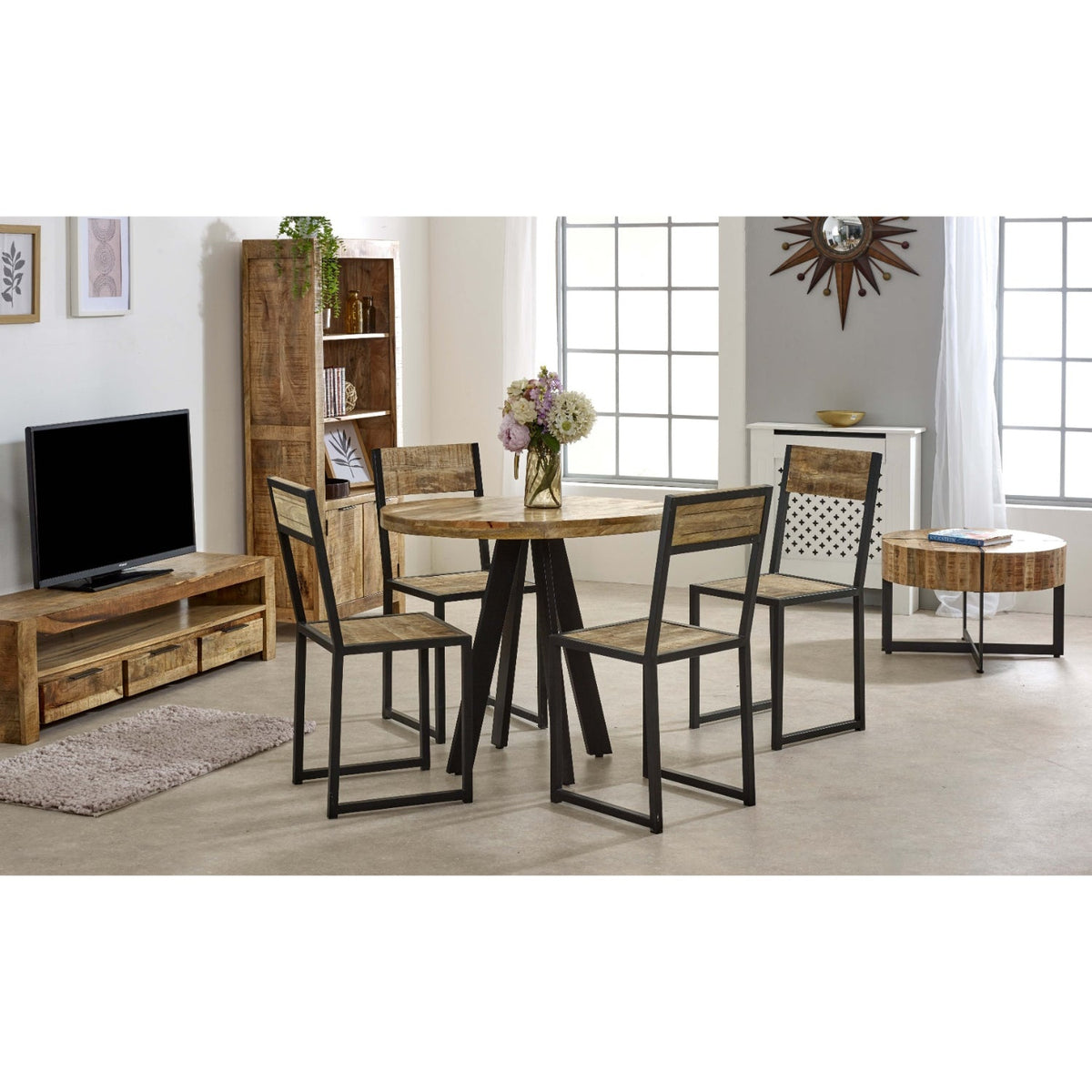Modrina Natural Round Mango Wood Coffee Table with Metal Legs - image 10
