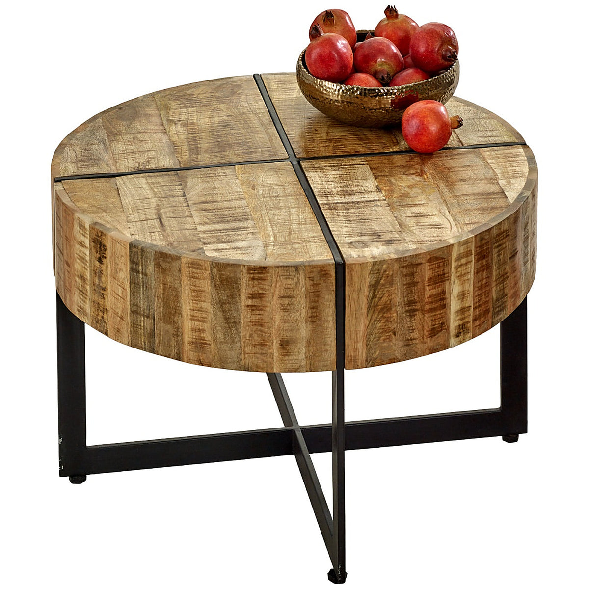Modrina Natural Round Mango Wood Coffee Table with Metal Legs - image 4