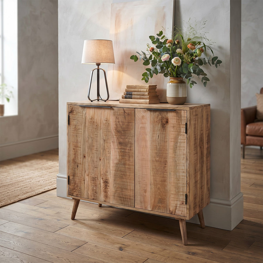 Modrina Natural Mango Wood Drinks Cabinet Sideboard with Shelf - image 2