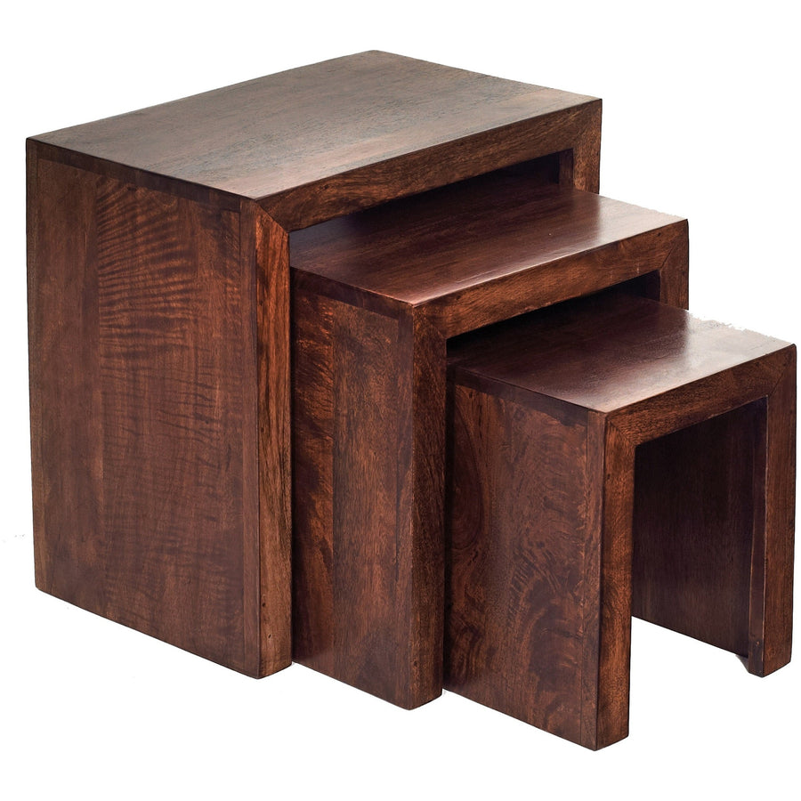 Noralto Walnut Solid Mango Wood Nest of 3 Tables