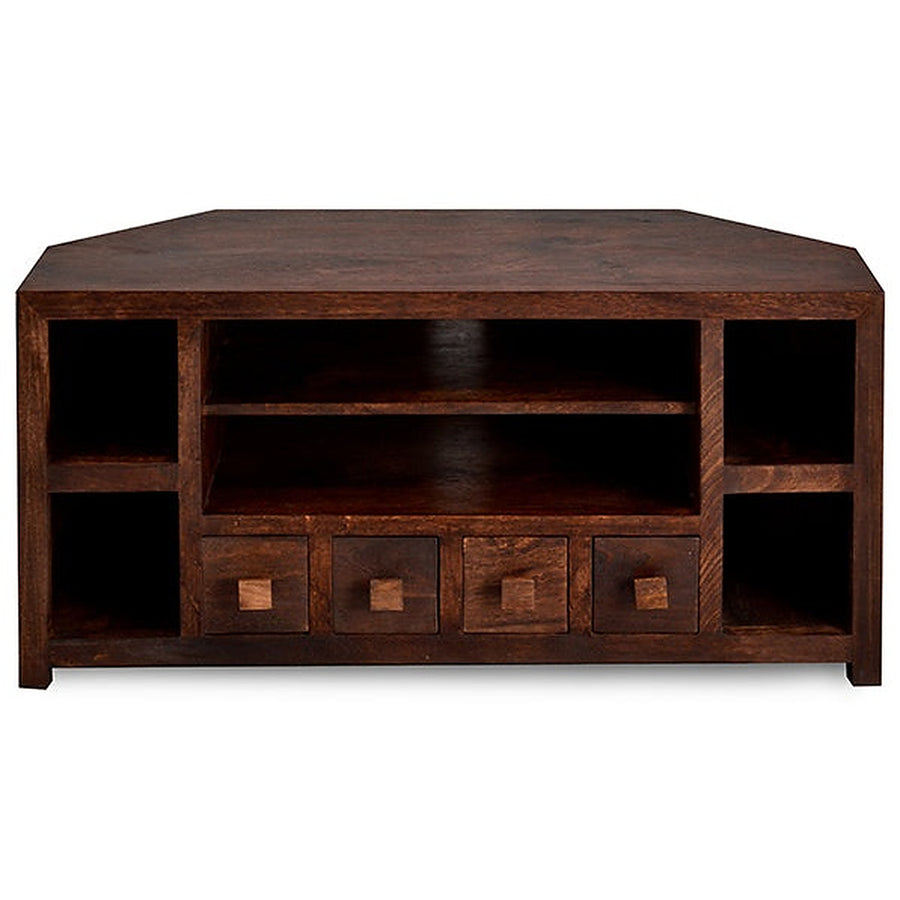 Noralto Walnut Solid Mango Wood 4 Drawer Corner TV Unit - image 4