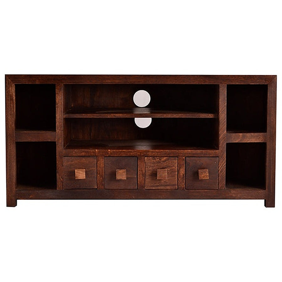 Noralto Walnut Solid Mango Wood 4 Drawer Corner TV Unit - image 5