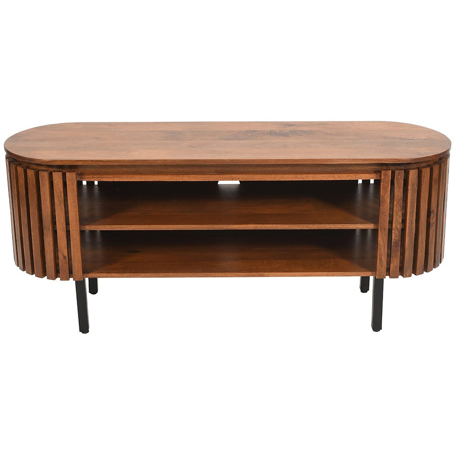 Lattica Walnut Slatted Mango Wood TV Cabinet