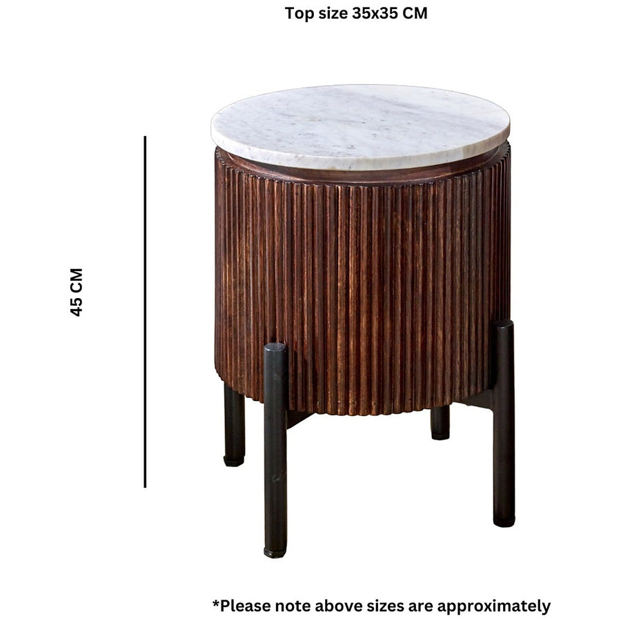 Calvessa Mango Wood Marble Top Side Table with Metal Legs - image 5