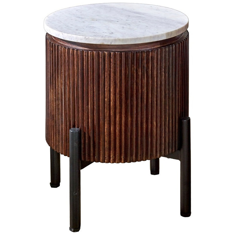 Calvessa Mango Wood Marble Top Side Table with Metal Legs - image 4