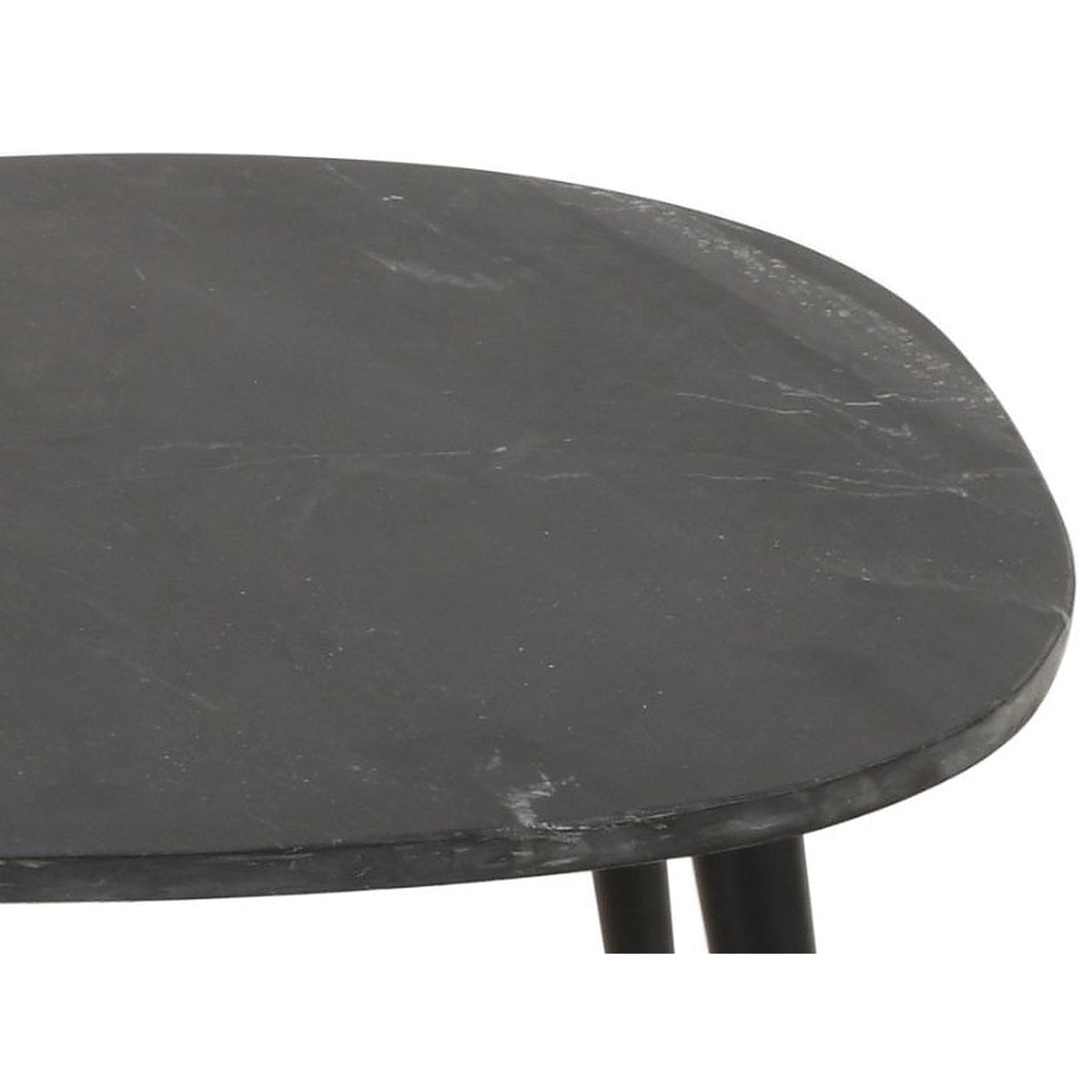 Calvessa Black Marble Top Coffee Table with Metal Legs