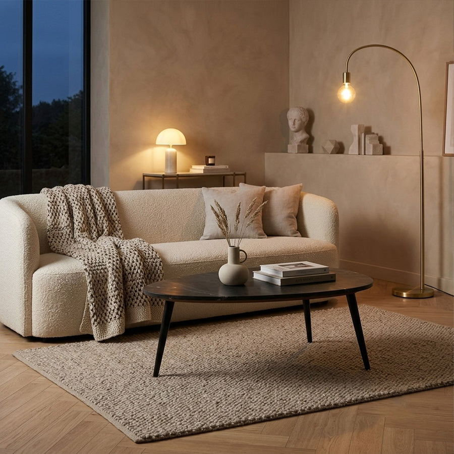 Calvessa Black Marble Top Coffee Table with Metal Legs - image 3