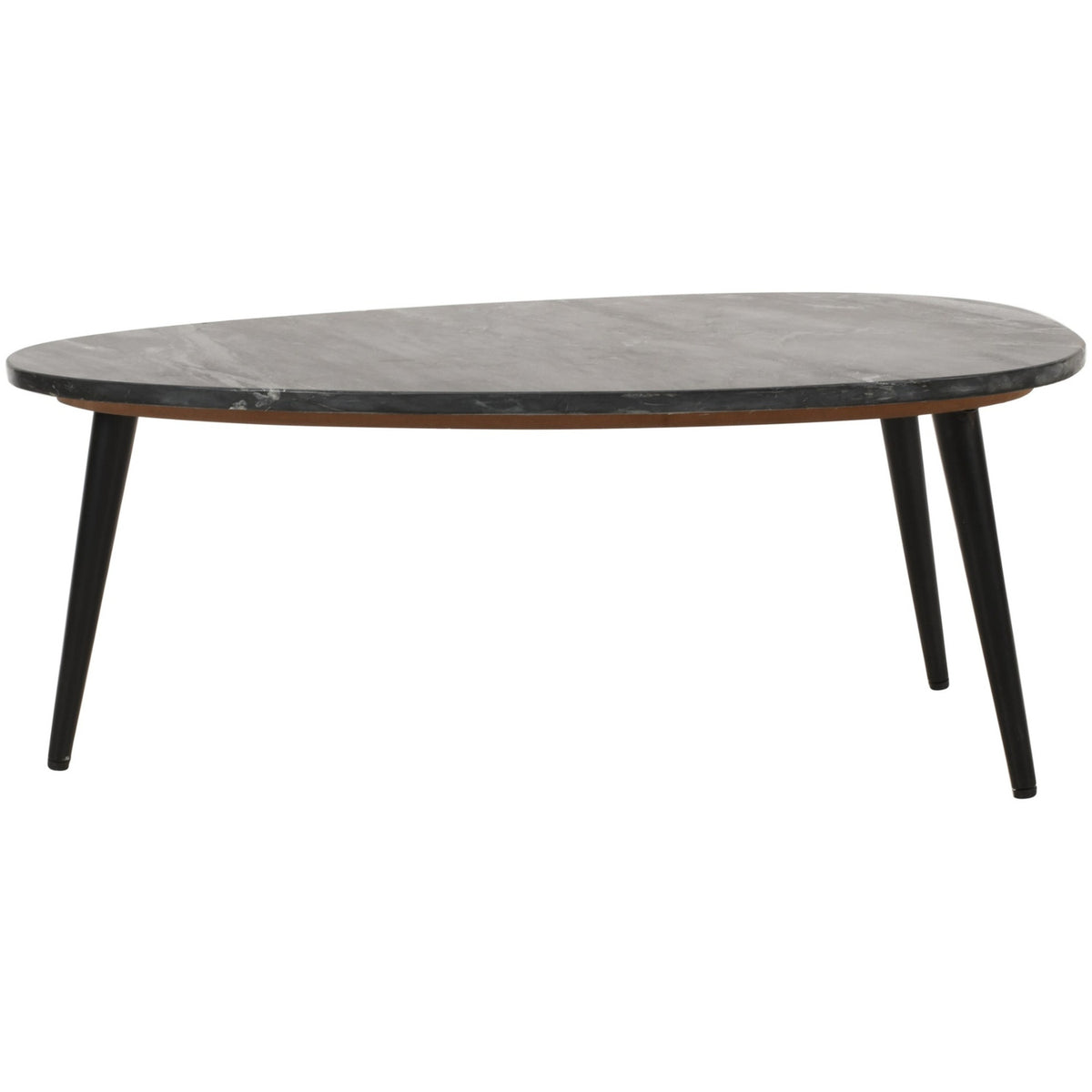 Calvessa Black Marble Top Coffee Table with Metal Legs