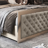 Emia Upholstered Soft Velvet Metal Designer Bed Frame